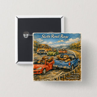 Faultier-Stau-Wut – Rockwell-inspirierte Wasserfar Button