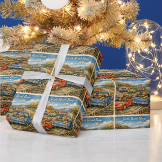 Faultier-Stau-Wut – Rockwell-inspirierte Wasserfar Geschenkpapier