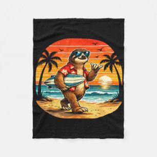 Faultier Surfboarder Hawaii Welle Surfen Strand Fleecedecke