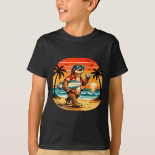 Faultier Surfboarder Hawaii Welle Surfen Strand T-Shirt