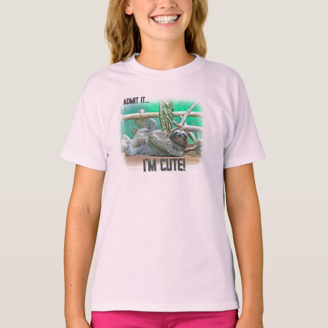 Faultier Süße Mädchen T-Shirt (Vorderseite)