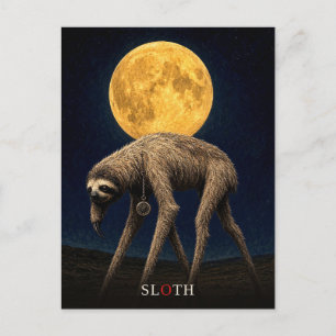 Faultier-Taschenuhr gothic Surreal Postkarte