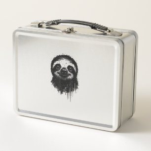 Faultier-Tinten-Kunst-Grunge-Dschungel-Wildlife-Po Metall Brotdose