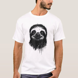 Faultier-Tinten-Kunst-Grunge-Dschungel-Wildlife-Po T-Shirt