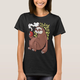 Faultier trinkt heißen Kaffee Lustiger Faultier Ka T-Shirt