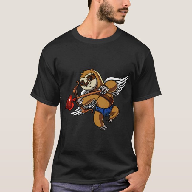 Faultier Valentinstag Cupid T-Shirt (Vorderseite)