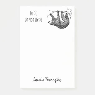 Faultier-Vintage Artwork Lazy To Do-List Post-it Klebezettel