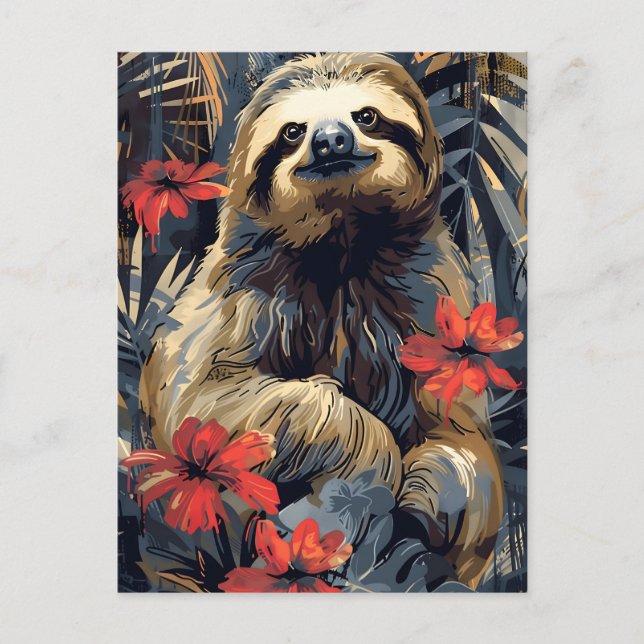 Faultier Vintage  Postkarte (Vorderseite)