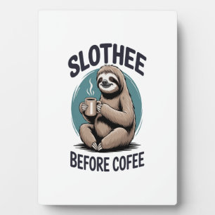 Faultier vor Kaffee Sublimation Fotoplatte