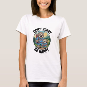 Faultier-Wanderteam Eile nicht Sei glücklich Genie T-Shirt