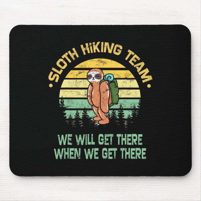 Faultier-Wanderteam Wanderer Camper Lustig Retro  Mousepad (Vorne)