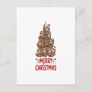 Faultier-Weihnachtsbaum Frohe Feiertage Postkarte