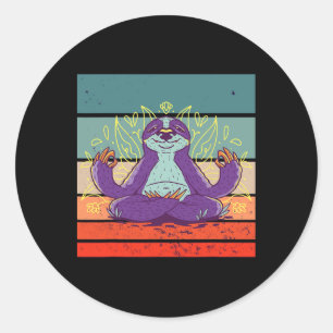 Faultier Yoga Meditation Zen Achtsamkeit Entspannu Runder Aufkleber