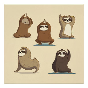 Faultier Yoga-Momente Poster