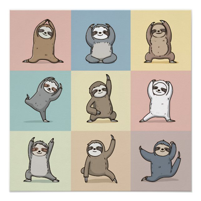 Faultier Yoga Raster Poster (Vorderseite)