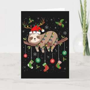 Faultiere Weihnachtsbeleuchtung Rentier Santa Hut Karte