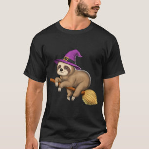 Faultierhexe auf Besen reitend T-Shirt