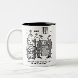 Faulty Electric Chair Cartoon - Funny Zweifarbige Tasse
