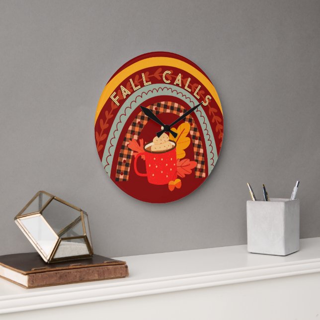 Faun Fall ruft Regenbogen Hot Cocolock Große Wanduhr (Büro)