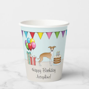 Fauna und White Italian Greyhound farbenfrohe Gebu Pappbecher