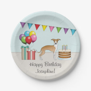 Fauna und White Italian Greyhound farbenfrohe Gebu Pappteller