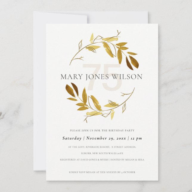 FAUNE JAUNE D'OR WREATH TOUT ÂGE 75 CARTE D'ANNIVE (Devant)