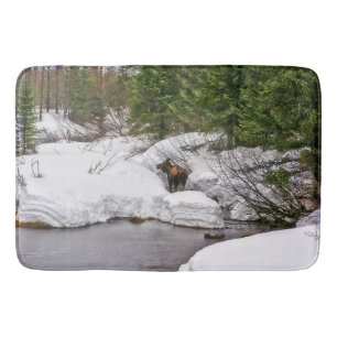 Faune occidentale d'orignaux de tapis de bain