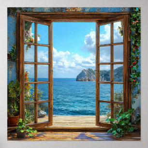 Fausse fenêtre vue sur l'océan fenêtre décoration 