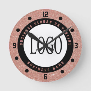 Fausse Horloge Murale Entreprise Paillettes Logo O