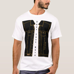 Fausse T-Shirt Faux Black Jeans Veste Texte Person