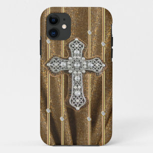 Fausses pierres goldtone et COQUE IPHONE croisé