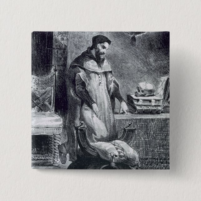 Faust in seiner Studie, von Goethe's Faust, 1828,  Button (Vorderseite)