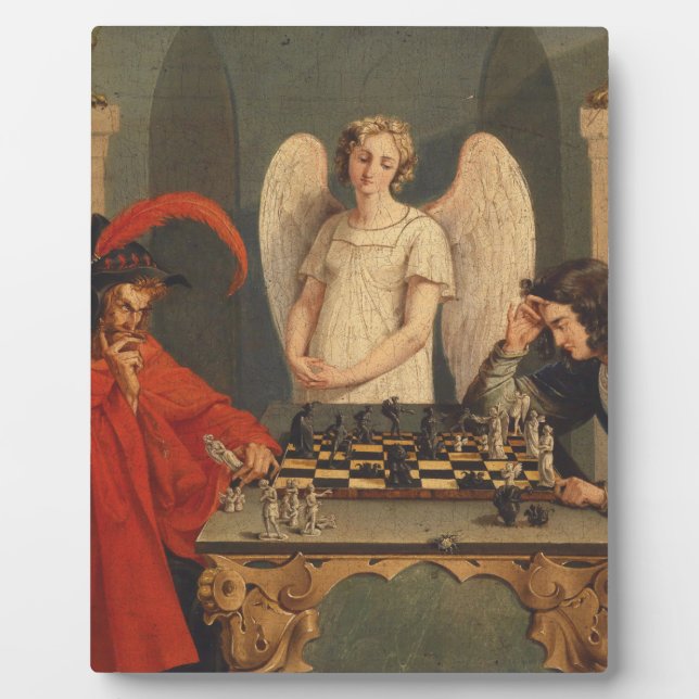 Faust und Mephistophelen Schachspielen Fotoplatte (Vorderseite)