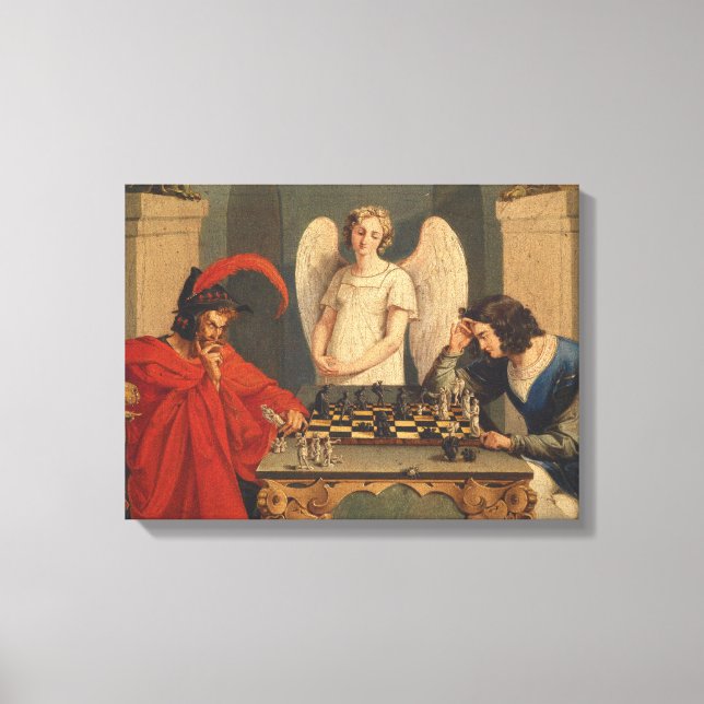 Faust und Mephistophelen Schachspielen Leinwanddruck (Vorderseite)