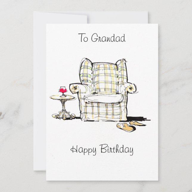 Fauteuil, Chaussons et Carte Vin Anniversaire (Devant)