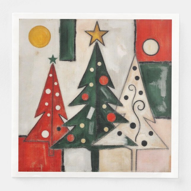 Fauvismus-Weihnachtsbäume Serviette (Vorderseite)