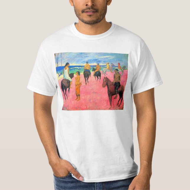 Fauvist, das Gauguin Pferdekunstreiter auf Strand T-Shirt (Vorderseite)