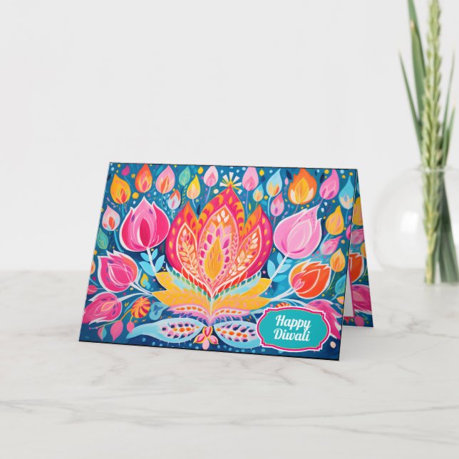 Fauvist Diwali Grüße Feiertagskarte (Vorderseite)
