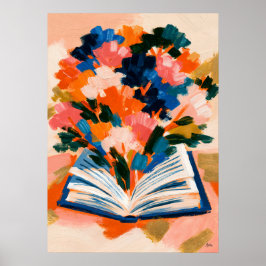 Fauvistische Blumen-Buch-Kunst für Bücherliebhaber Poster