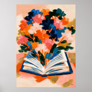 Fauvistische Blumen-Buch-Kunst für Bücherliebhaber Poster