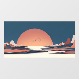 Fauvistischer Horizont | Terrakotta-Sonne ADA 60-P Fensteraufkleber