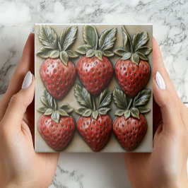 Faux 3D Strawberry Vintage Ceramic Tile Print Fliese