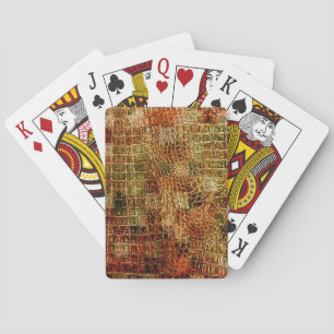 Faux Alligator Animal Skin Leather Red Brown Spielkarten