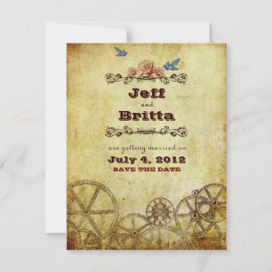 Faux-Antiquité Gold viktorianische Steampunk-Hochz Save The Date