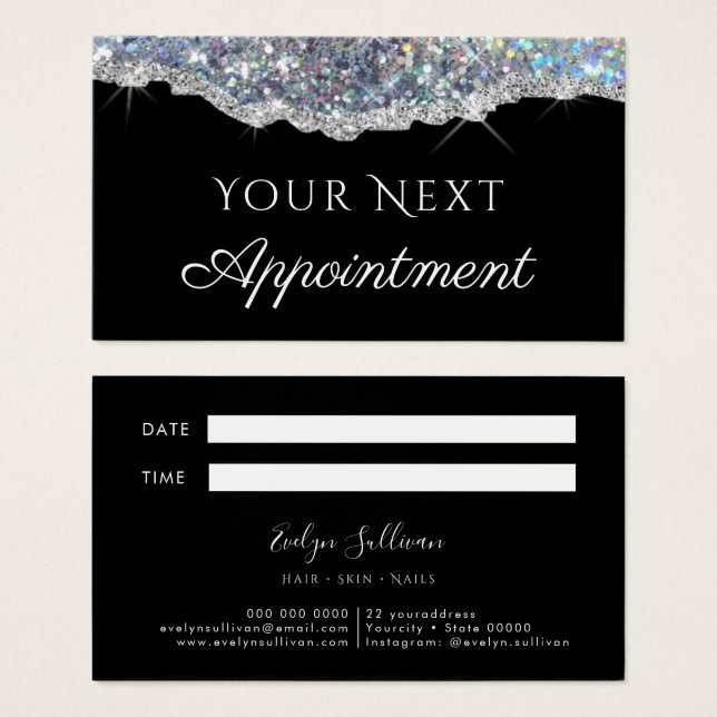Faux argent parties scintillant séquin Carte de re (Devant & derrière)
