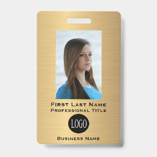 Faux badges de nom d'employé en or ID Badges Étiqu