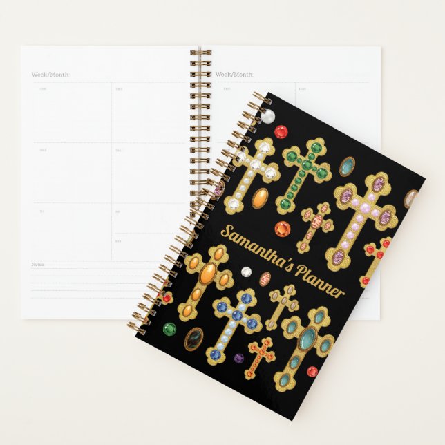 Faux Birthstone Croix et Perdre Gems sur Black (Devant avec enveloppe)