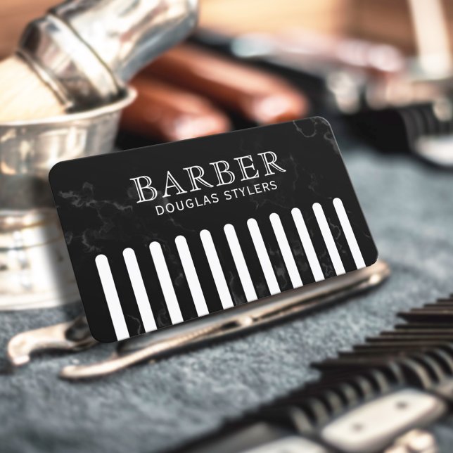 Faux black comb barber visitenkarte (Von Creator hochgeladen)