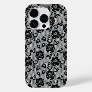 Faux Black Lace Rose coque iphone de pêche