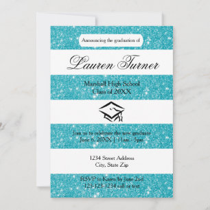 Faux Blau Glitter Streifen - Abschlussankündigung Einladung
